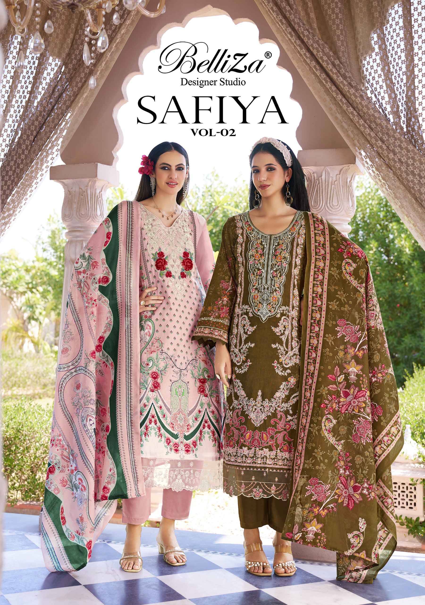 SAFIYA VOL 2 960 Series By BelliZa Pakistani Stylish Beautiful Colourful Printed & Embroidered Party Wear & Occasional Wear Pure cotton Dresses At Wholesale Price
